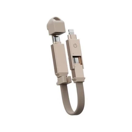 Energea Sheath 2-In-1  C To C + Lightning Cable, 480Mbps, 60W, 15Cm -Gold
